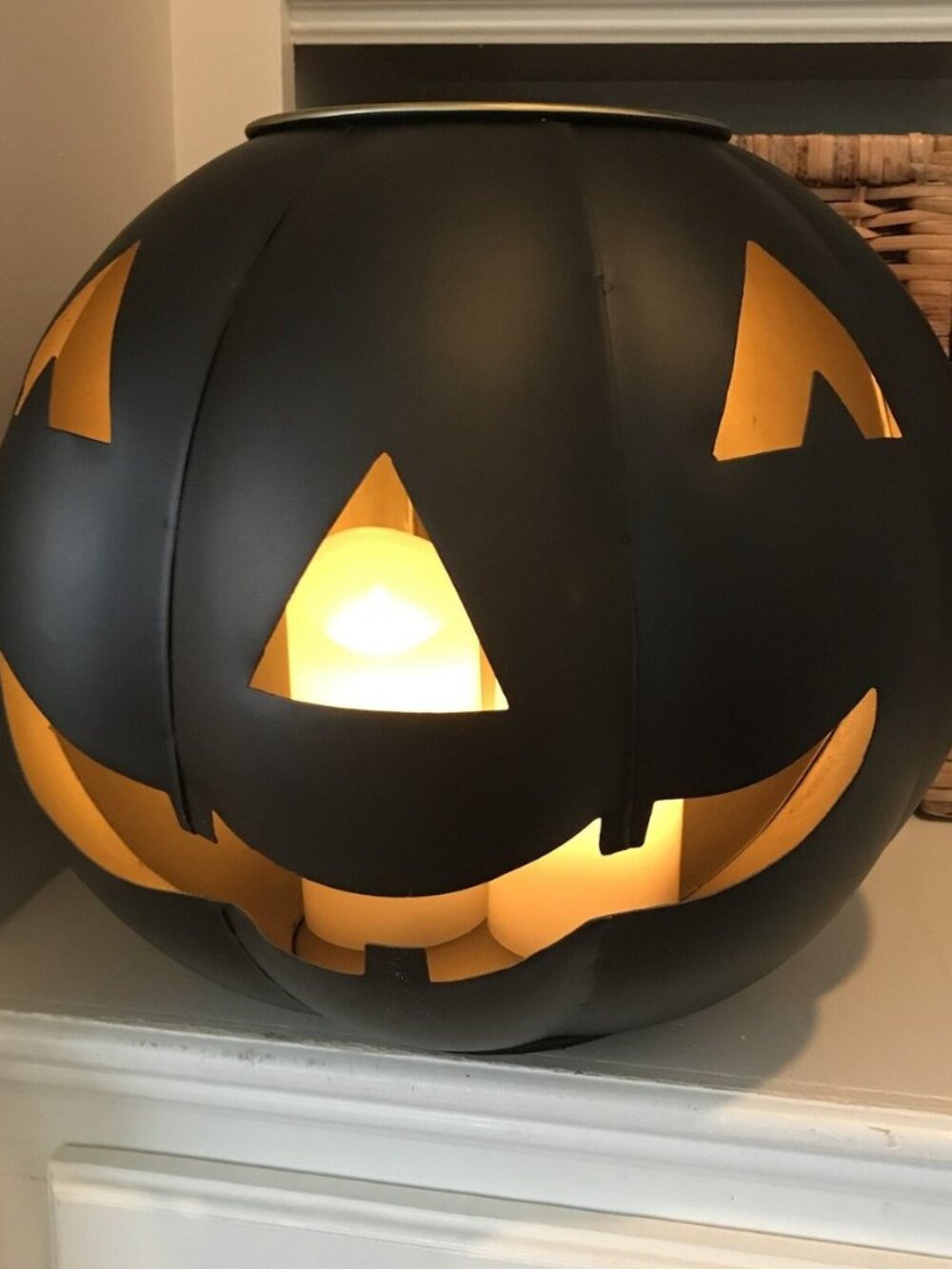 Pottery Barn Metal Halloween Jack-O-Lantern Candle Holder LARGE 12” New